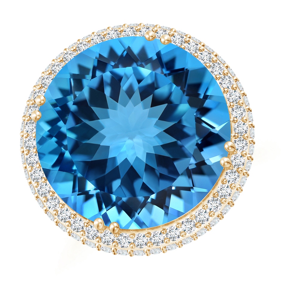 16.99-17.07x9.72mm AAAA GIA Certified Round Swiss Blue Topaz Double Halo Ring - 20.3 CT TW in Yellow Gold product image