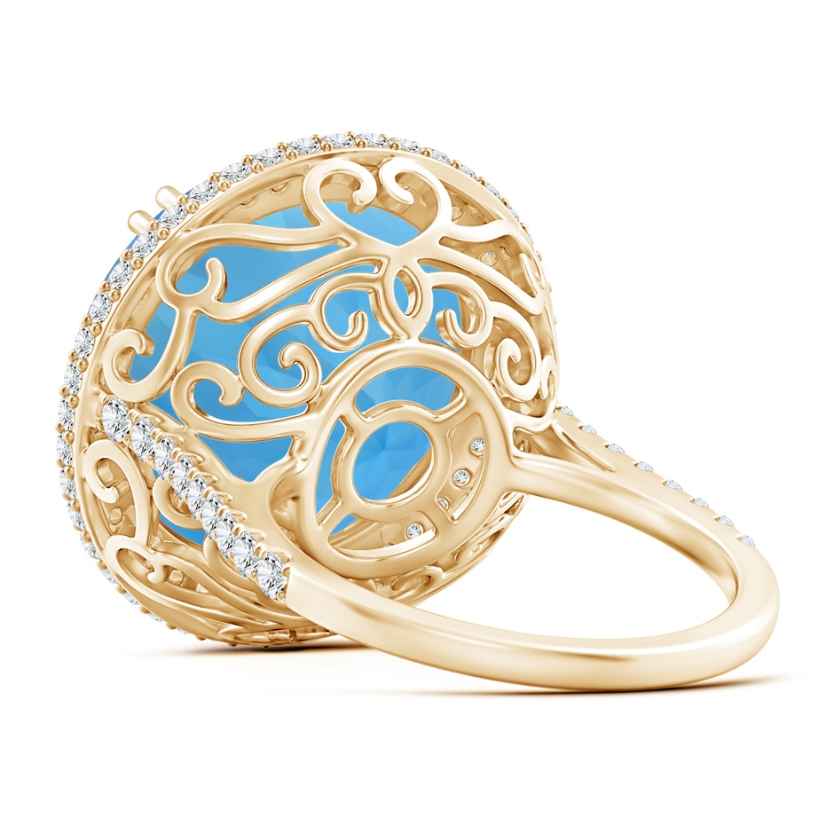 16.99-17.07x9.72mm AAAA GIA Certified Round Swiss Blue Topaz Double Halo Ring - 20.3 CT TW in Yellow Gold product image