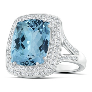 13.66x11.96x8.13mm AAAA GIA Certified Aquamarine Cocktail Ring with Diamond Double Halo in White Gold