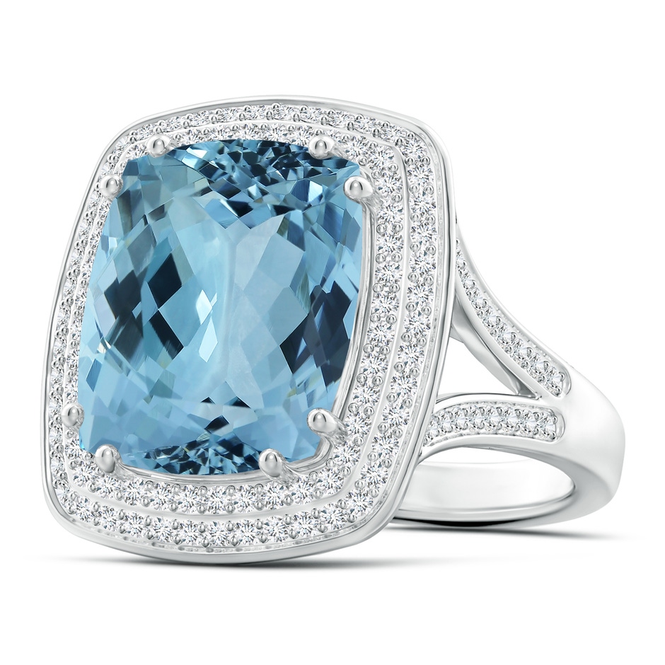 13.66x11.96x8.13mm AAAA GIA Certified Aquamarine Cocktail Ring with Diamond Double Halo in White Gold 