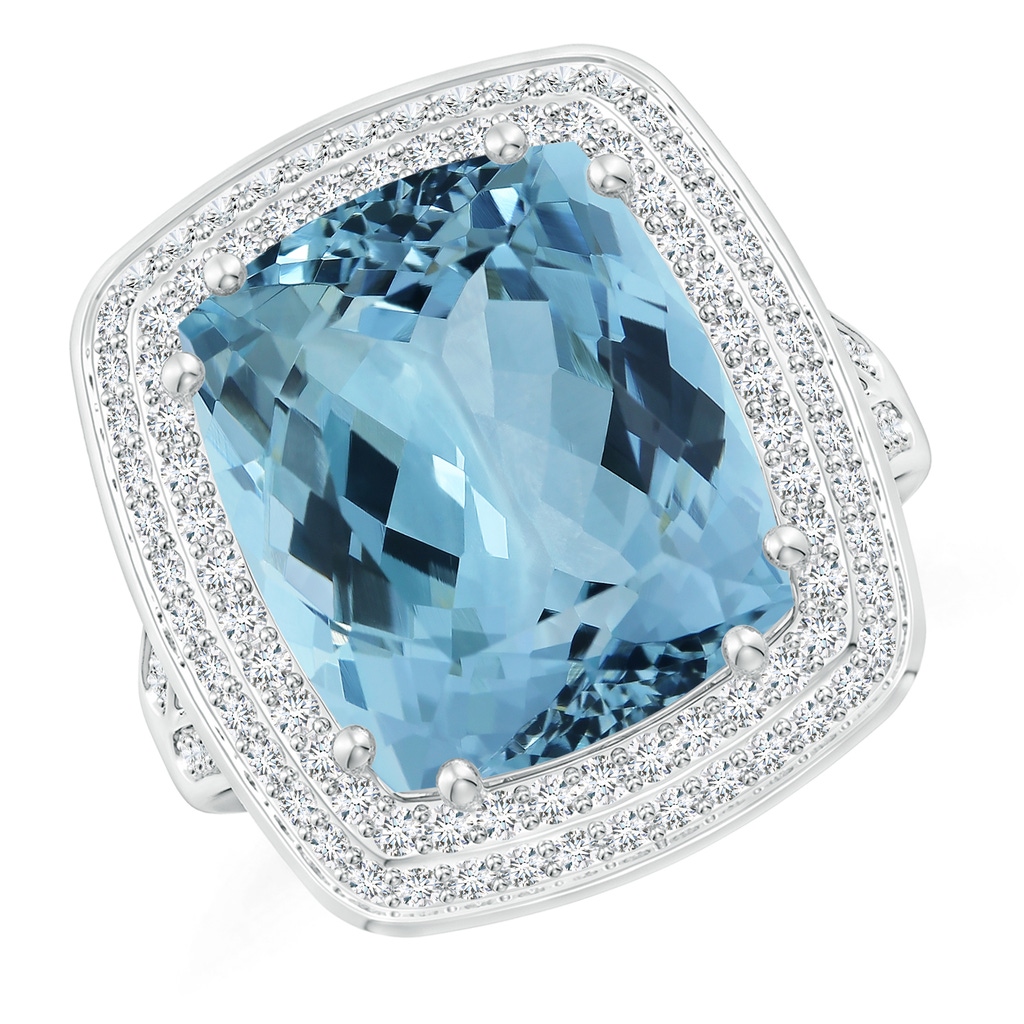 13.66x11.96x8.13mm AAAA GIA Certified Aquamarine Cocktail Ring with Diamond Double Halo in White Gold - side 199
