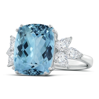 13.66x11.96x8.13mm AAAA GIA Certified Aquamarine Cocktail Ring with Pear Diamonds in White Gold