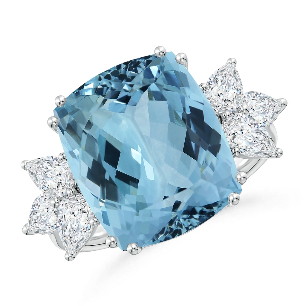 13.66x11.96x8.13mm AAAA GIA Certified Aquamarine Cocktail Ring with Pear Diamonds in White Gold - side 199