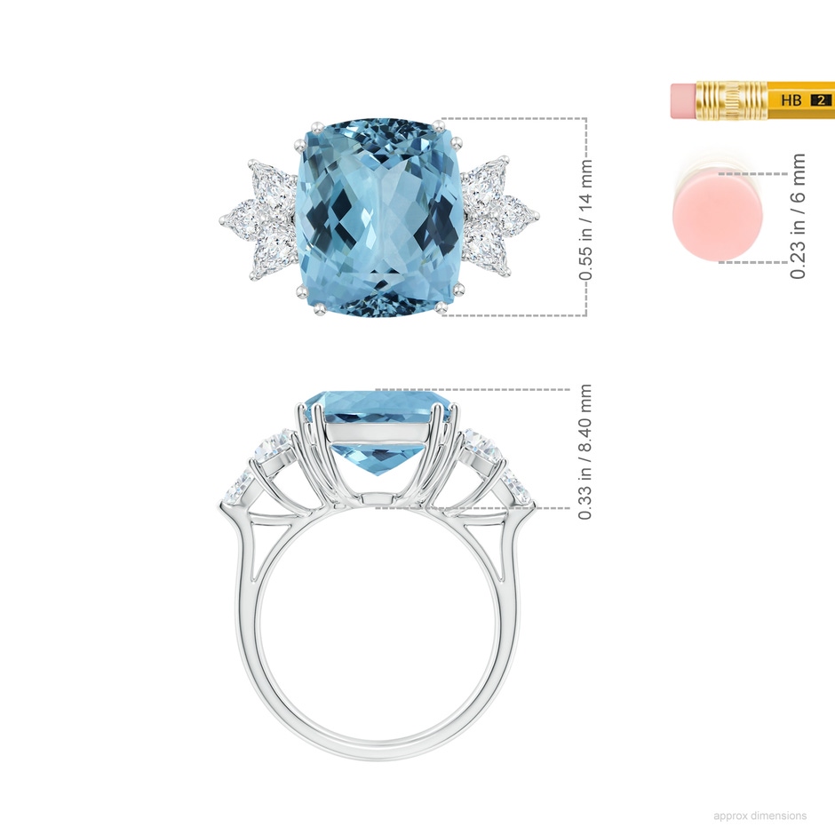 13.66x11.96x8.13mm AAAA GIA Certified Aquamarine Cocktail Ring with Pear Diamonds in White Gold ruler