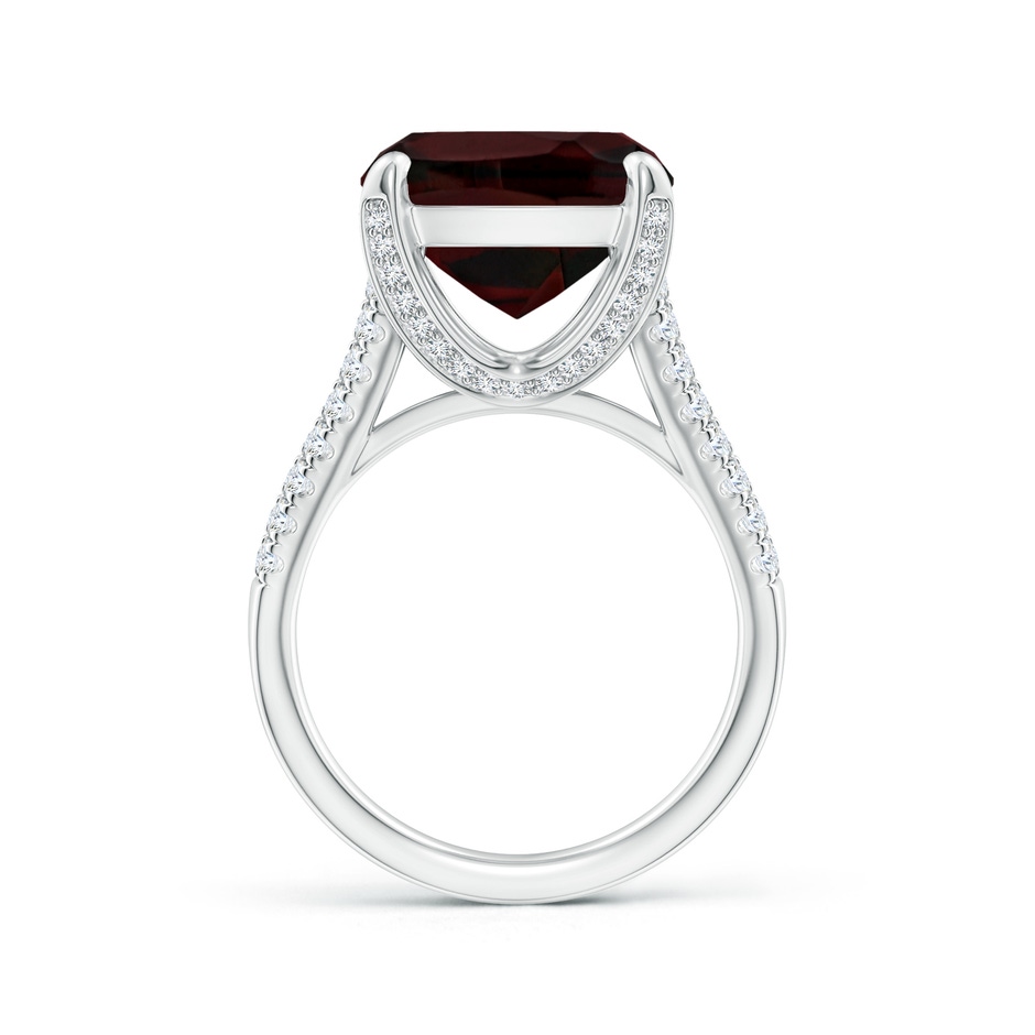 15x12.7mm A GIA Certified Rectangular Cushion Garnet Split Shank Ring with Diamonds in 18K White Gold side-1