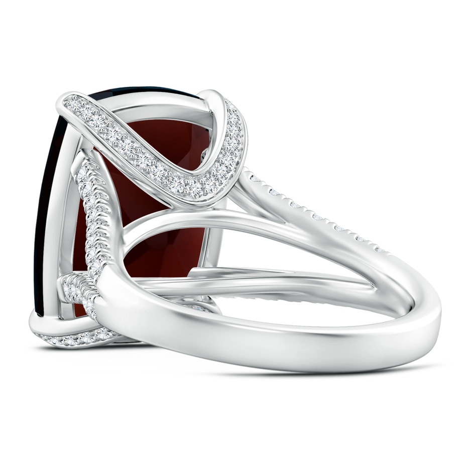 15x12.7mm A GIA Certified Rectangular Cushion Garnet Split Shank Ring with Diamonds in 18K White Gold side-2