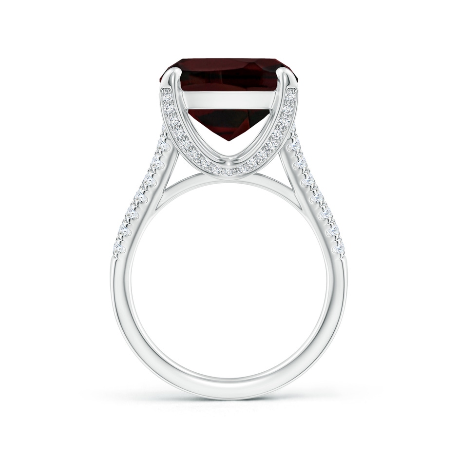 15x12.7mm A GIA Certified Rectangular Cushion Garnet Split Shank Ring with Diamonds in White Gold side-1