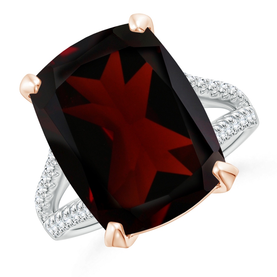15x12.7mm A GIA Certified Rectangular Cushion Garnet Split Shank Ring with Diamonds in White Gold Rose Gold 