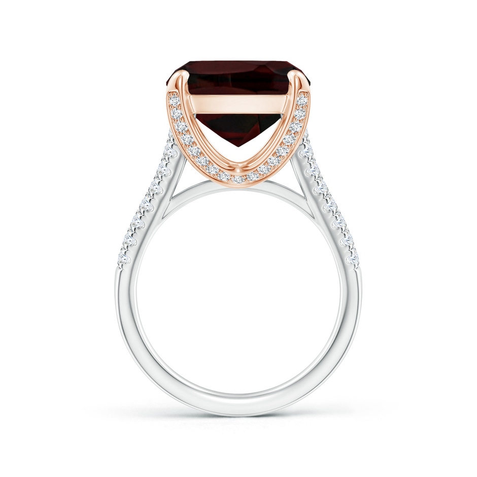 15x12.7mm A GIA Certified Rectangular Cushion Garnet Split Shank Ring with Diamonds in White Gold Rose Gold side-1