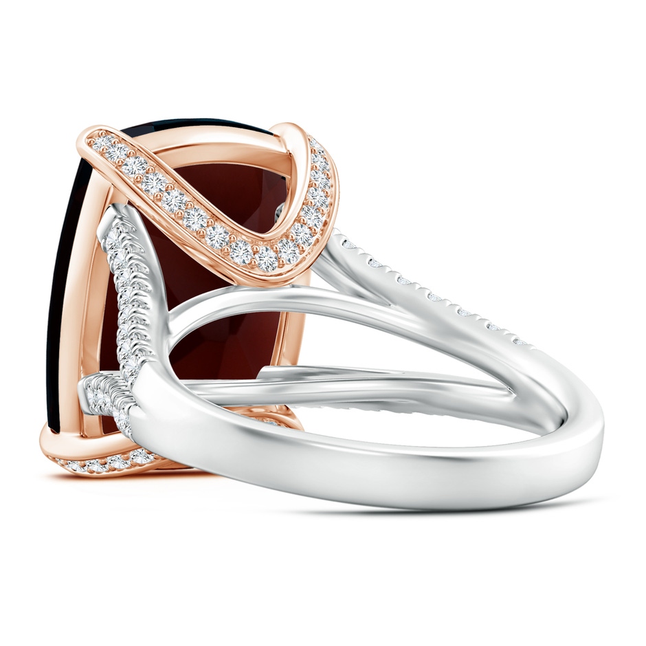 15x12.7mm A GIA Certified Rectangular Cushion Garnet Split Shank Ring with Diamonds in White Gold Rose Gold side-2
