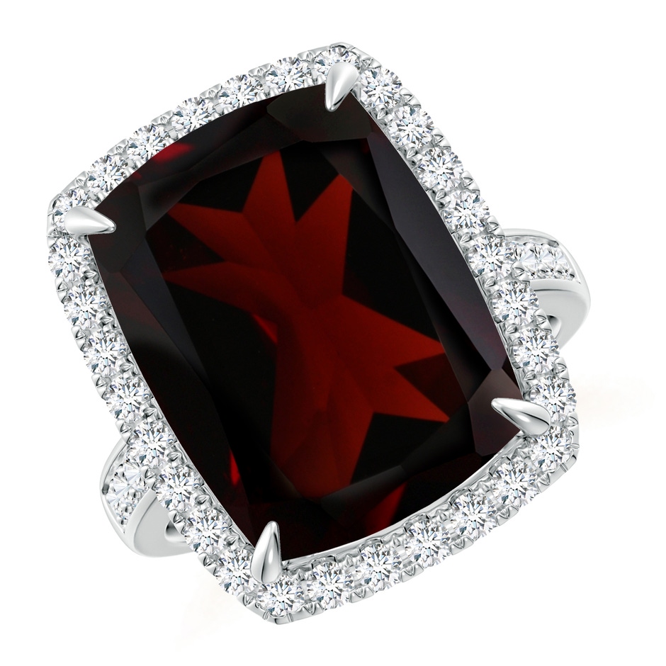 15x12.7mm A GIA Certified Garnet Two Tone Cocktail Ring with Halo in 18K White Gold 