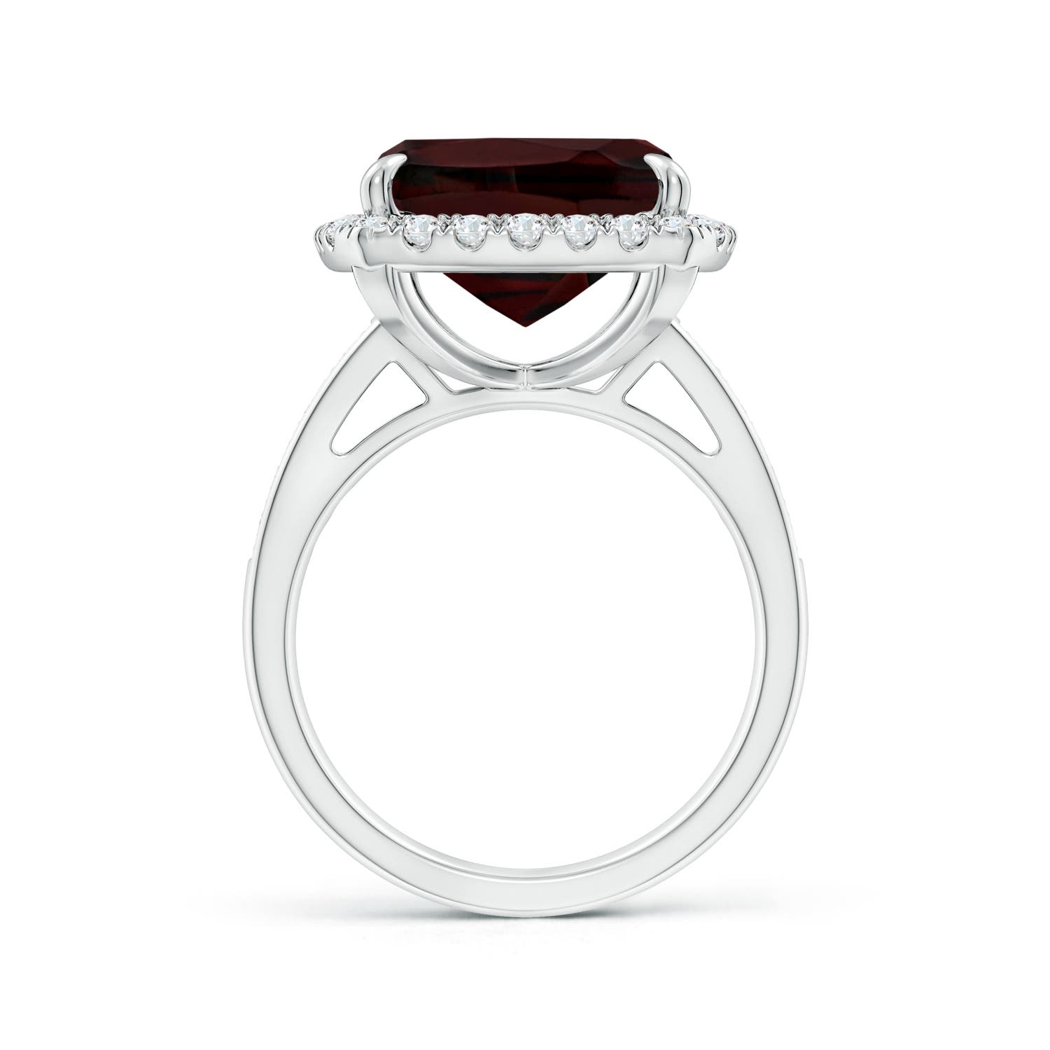 15x12.7mm A GIA Certified Garnet Two Tone Cocktail Ring with Halo in 18CT White Gold - side 2