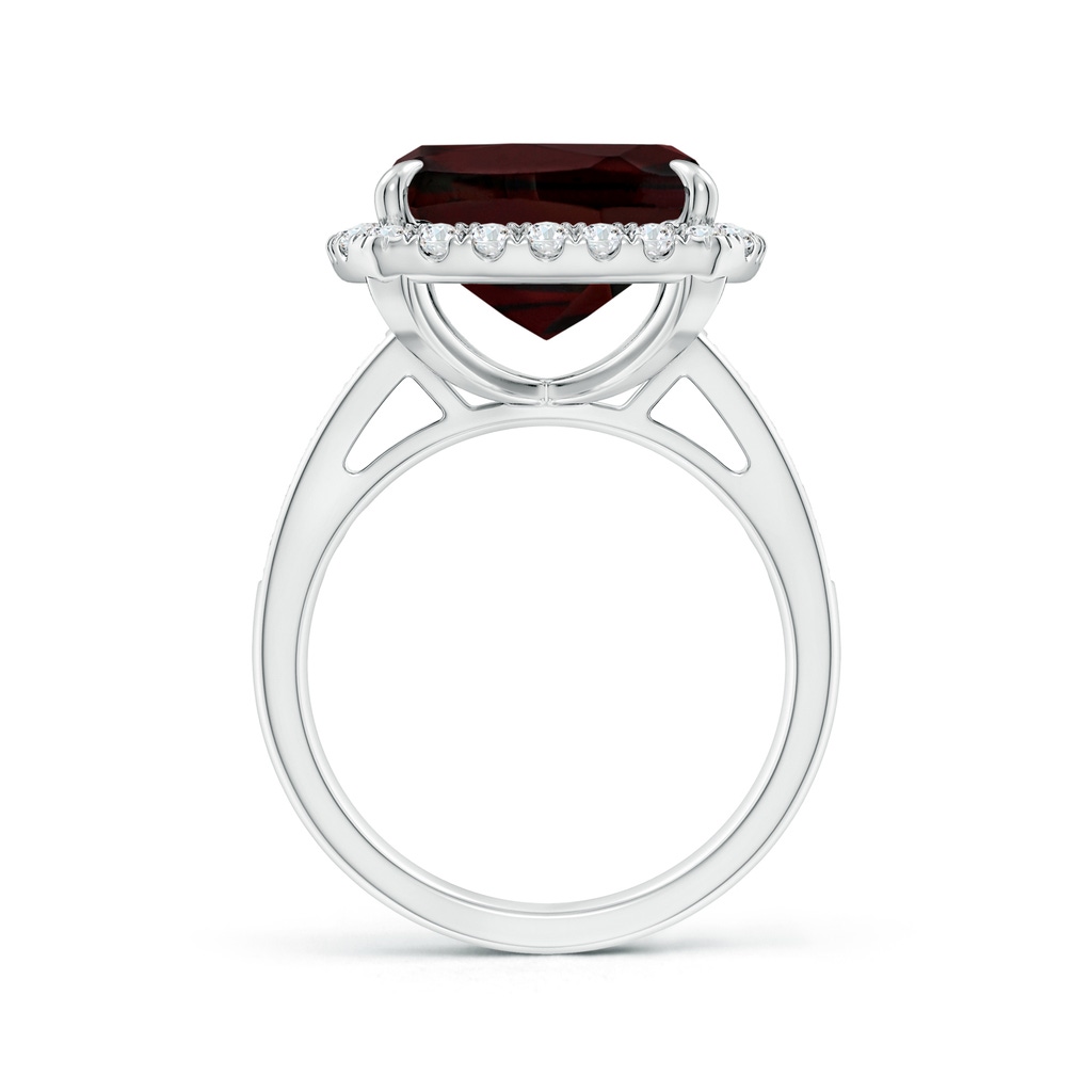 15x12.7mm A GIA Certified Garnet Two Tone Cocktail Ring with Halo in 18K White Gold Side-1