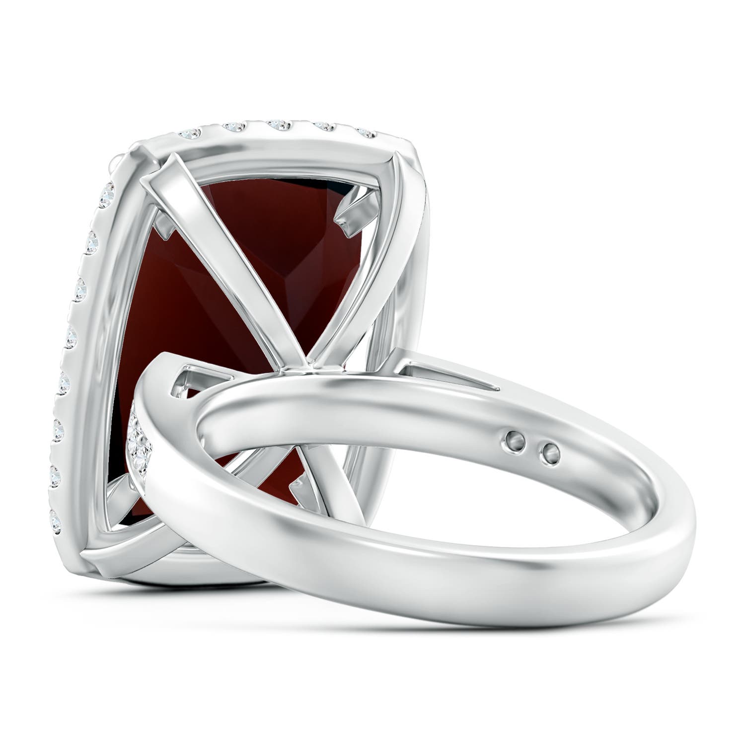15x12.7mm A GIA Certified Garnet Two Tone Cocktail Ring with Halo in 18CT White Gold - side 5