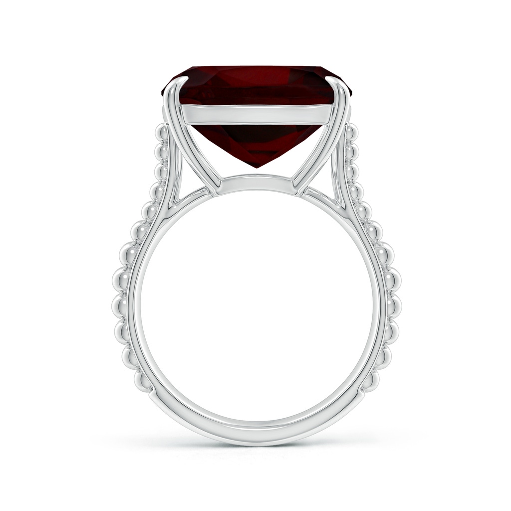 14.04x14.02x8.25mm AAAA Solitaire GIA Certified Cushion Garnet Beaded Shank Ring - 12.4 CT TW in 18K White Gold Side 399