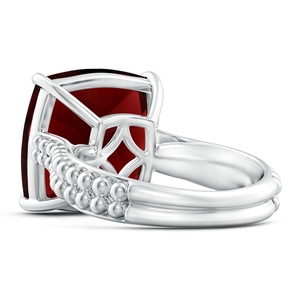 14.04x14.02x8.25mm AAAA Solitaire GIA Certified Cushion Garnet Beaded Shank Ring - 12.4 CT TW in White Gold Side 499