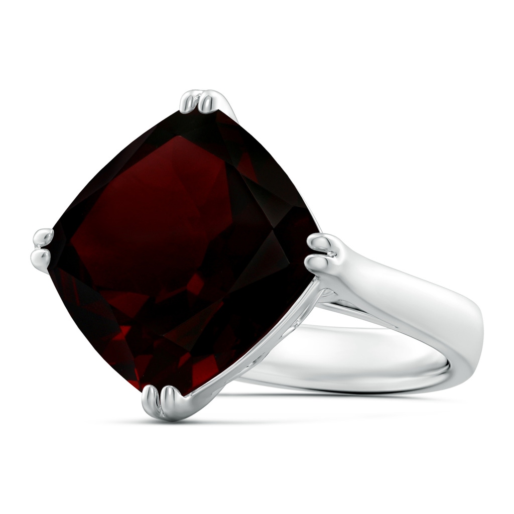 14.04x14.02x8.25mm AAAA GIA Certified Cushion Garnet Solitaire Cocktail Ring - 12.4 CT TW in 18K White Gold