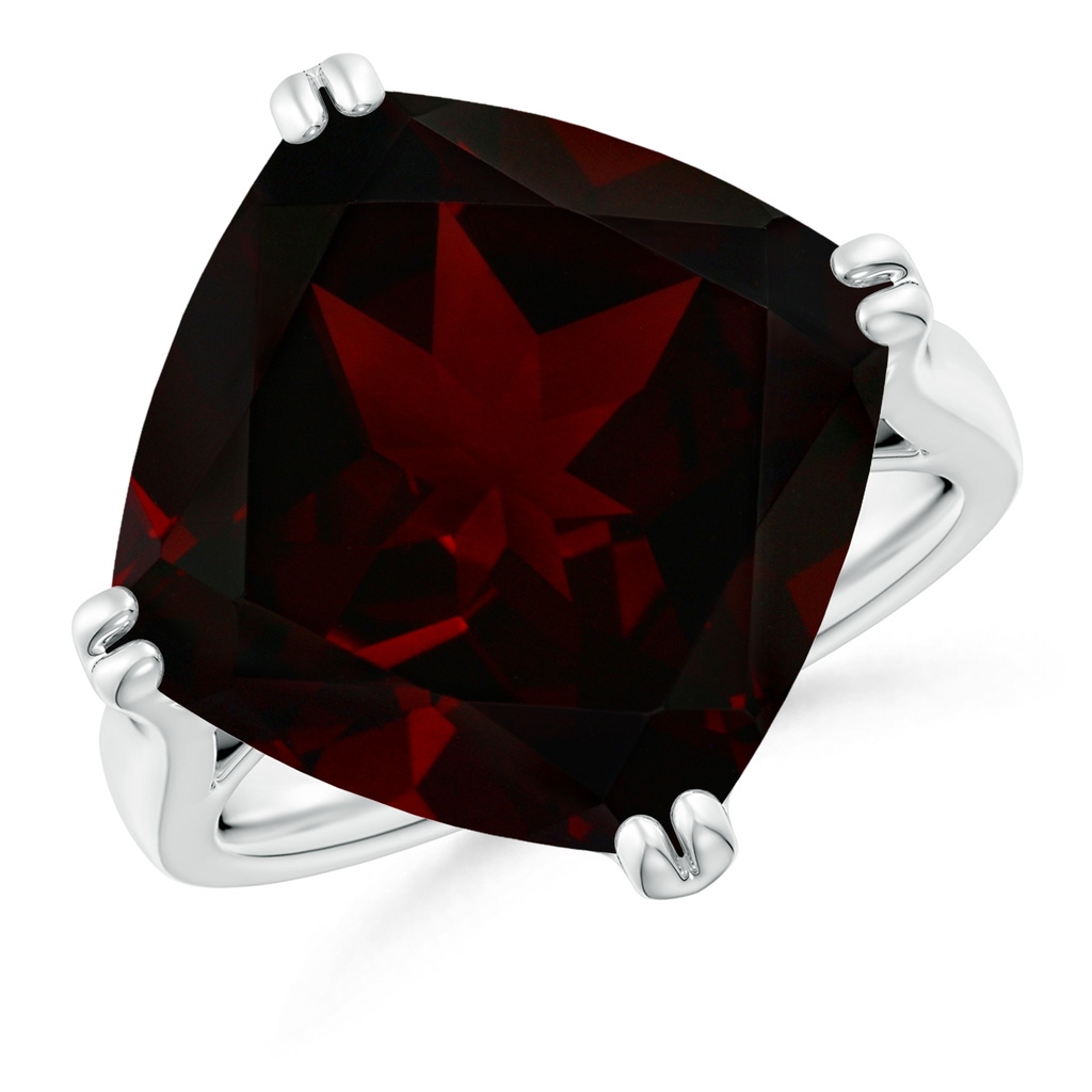 14.04x14.02x8.25mm AAAA GIA Certified Cushion Garnet Solitaire Cocktail Ring - 12.4 CT TW in 18K White Gold Side 199