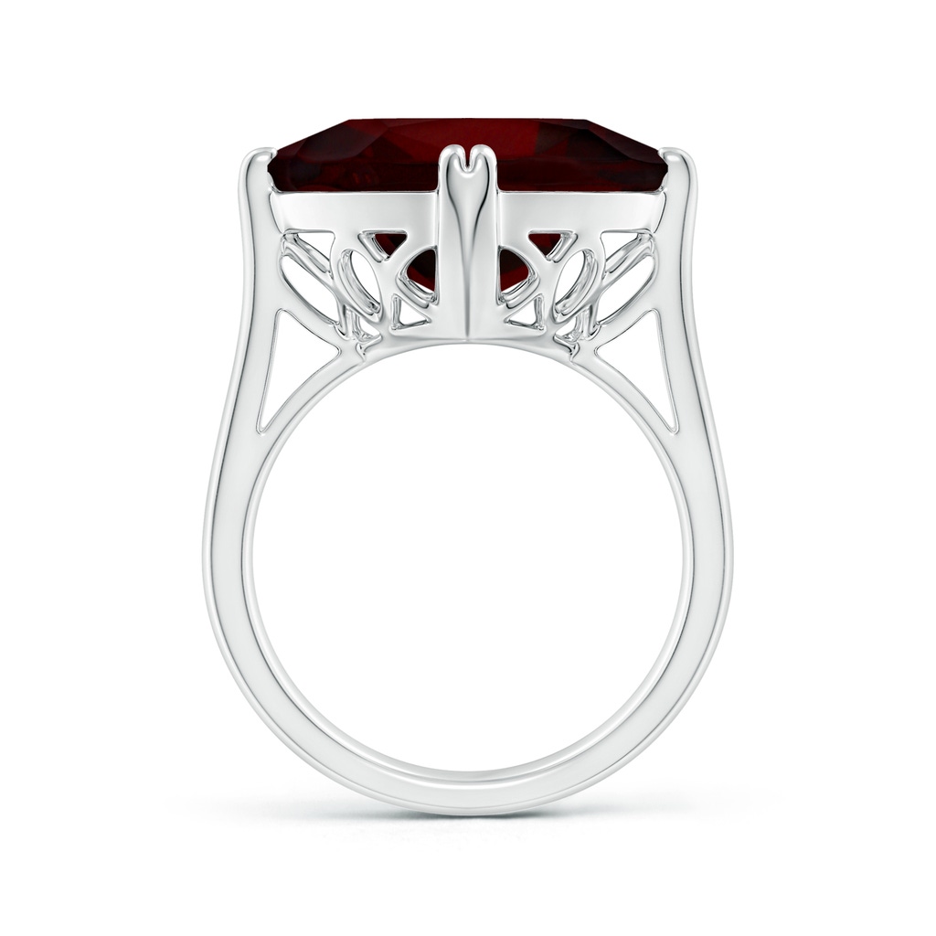 14.04x14.02x8.25mm AAAA GIA Certified Cushion Garnet Solitaire Cocktail Ring - 12.4 CT TW in 18K White Gold Side 399