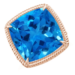 16.05x16.02x10.74mm AAAA Classic GIA Certified Cushion Swiss Blue Topaz Twist Cocktail Ring in Rose Gold