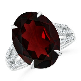 16.07x12.05x6.88mm AAA GIA Certified Oval Garnet Triple Shank Ring with Diamonds in White Gold