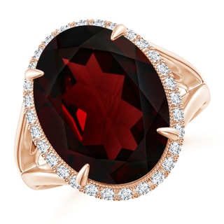 16.07x12.05x6.88mm AAA GIA Certified Oval Garnet Split Shank Ring with Scrollwork in 9K Rose Gold