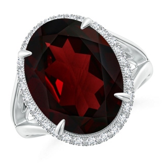 16.07x12.05x6.88mm AAA GIA Certified Oval Garnet Split Shank Ring with Scrollwork in P950 Platinum