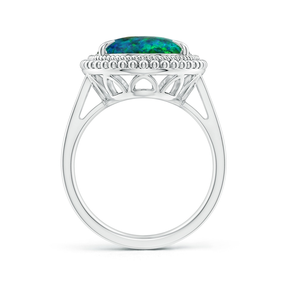 15.92x10.55x4.21mm AAAA GIA Certified Oval Black Opal Cocktail Ring with Beaded Halo in 18K White Gold side-1