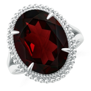 16.07x12.05x6.88mm AAA GIA Certified Oval Garnet Cocktail Ring with Beaded Halo in White Gold