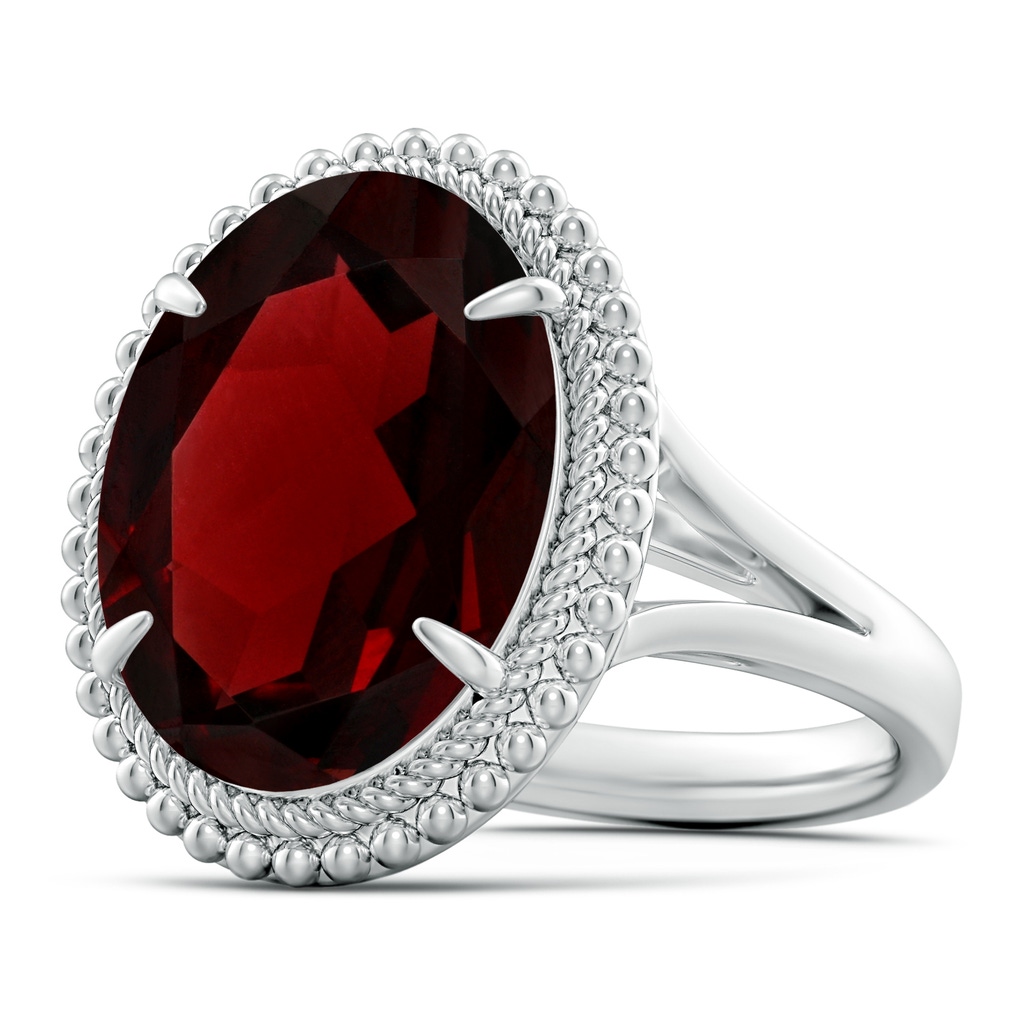 16.07x12.05x6.88mm AAA GIA Certified Oval Garnet Cocktail Ring with Beaded Halo in White Gold Side 199