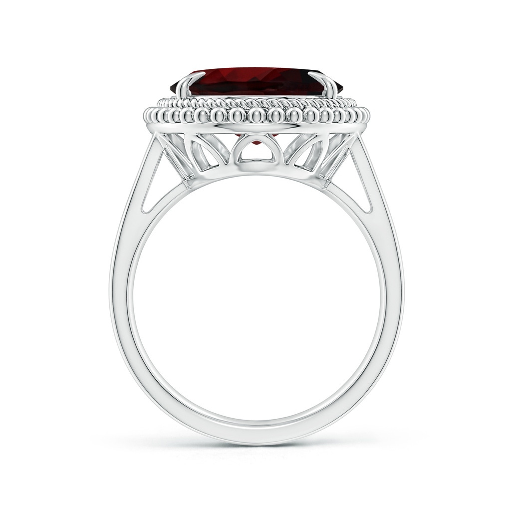 16.07x12.05x6.88mm AAA GIA Certified Oval Garnet Cocktail Ring with Beaded Halo in White Gold Side 399