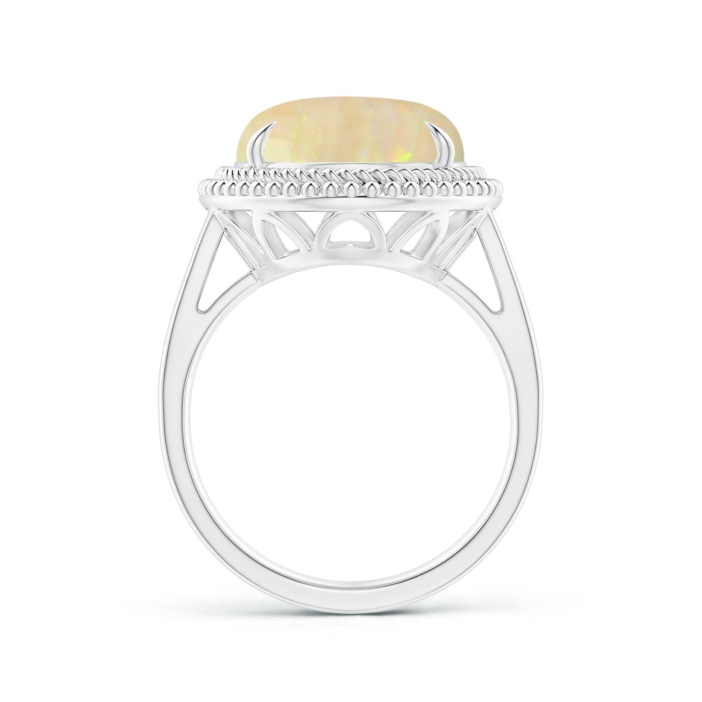 16.41x11.14x5.82mm AAAA GIA Certified Oval Opal Cocktail Ring with Beaded Halo in 18K White Gold Side-2