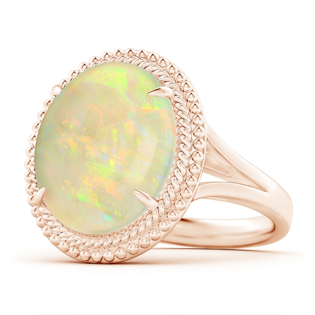 16.41x11.14x5.82mm AAAA GIA Certified Oval Opal Cocktail Ring with Beaded Halo in Rose Gold Side-1
