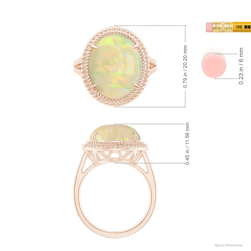 16.41x11.14x5.82mm AAAA GIA Certified Oval Opal Cocktail Ring with Beaded Halo in Rose Gold Rulerm