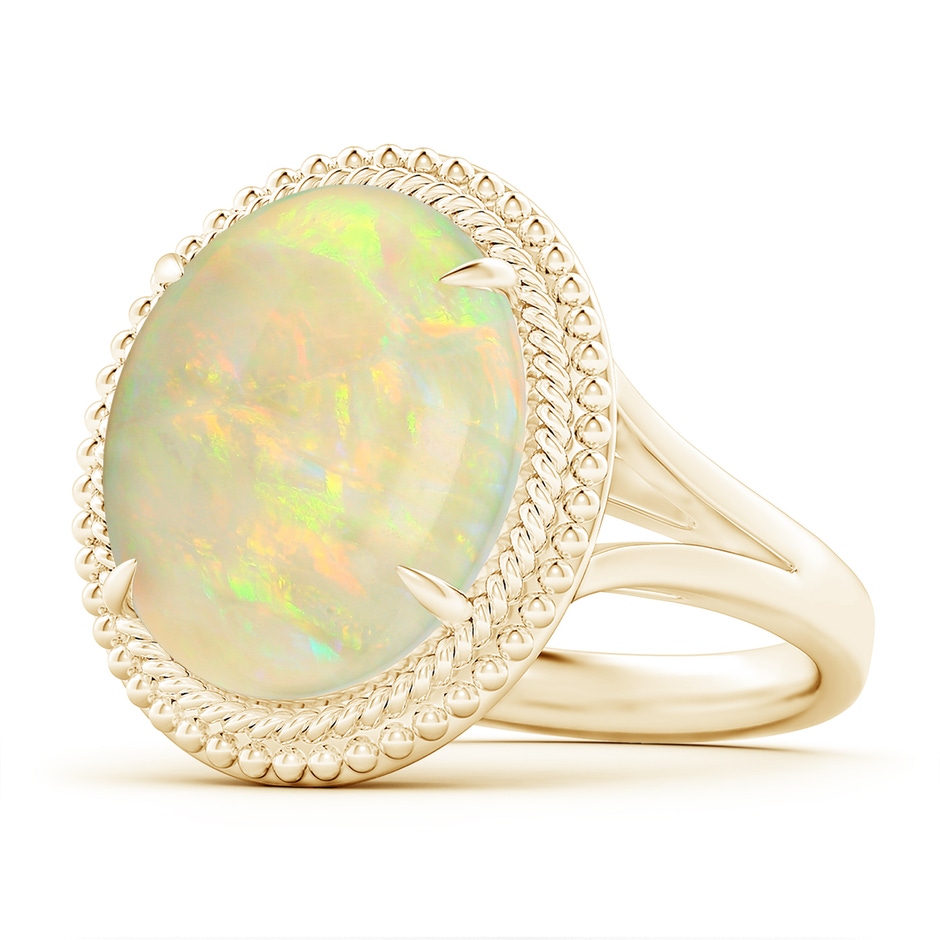16.41x11.14x5.82mm AAAA GIA Certified Oval Opal Cocktail Ring with Beaded Halo in Yellow Gold side 199