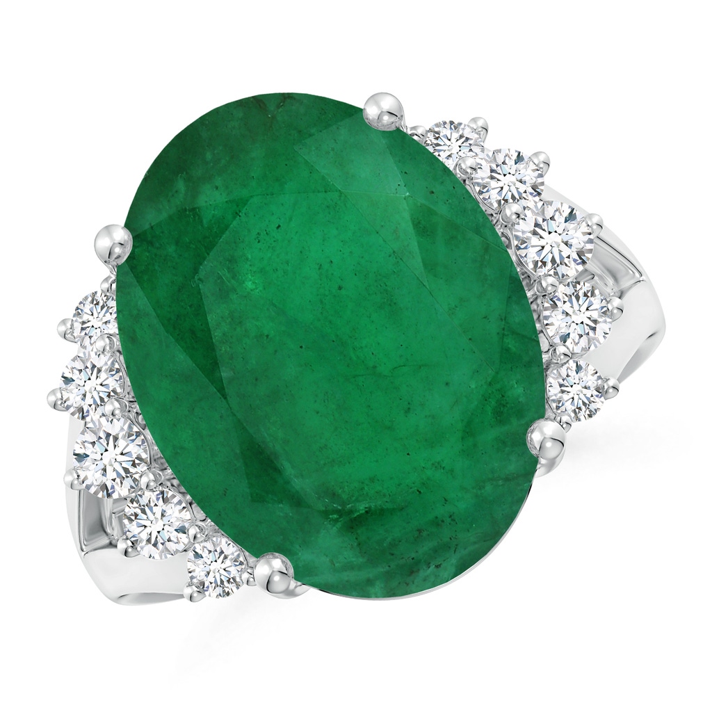 14.03x11.21x7.11mm A GIA Certified Emerald Ring with Side Diamonds in 18K White Gold Side 199