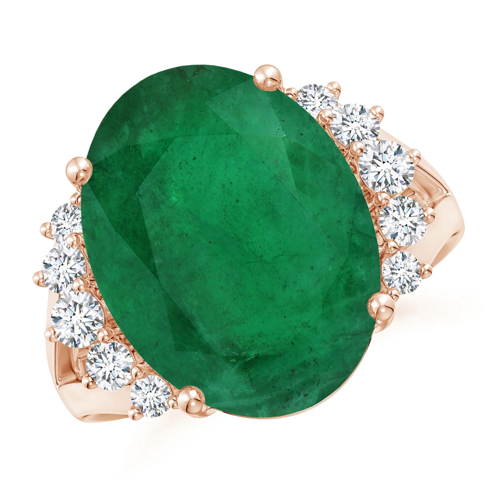 14.03x11.21x7.11mm A GIA Certified Emerald Ring with Side Diamonds in Rose Gold Side 199