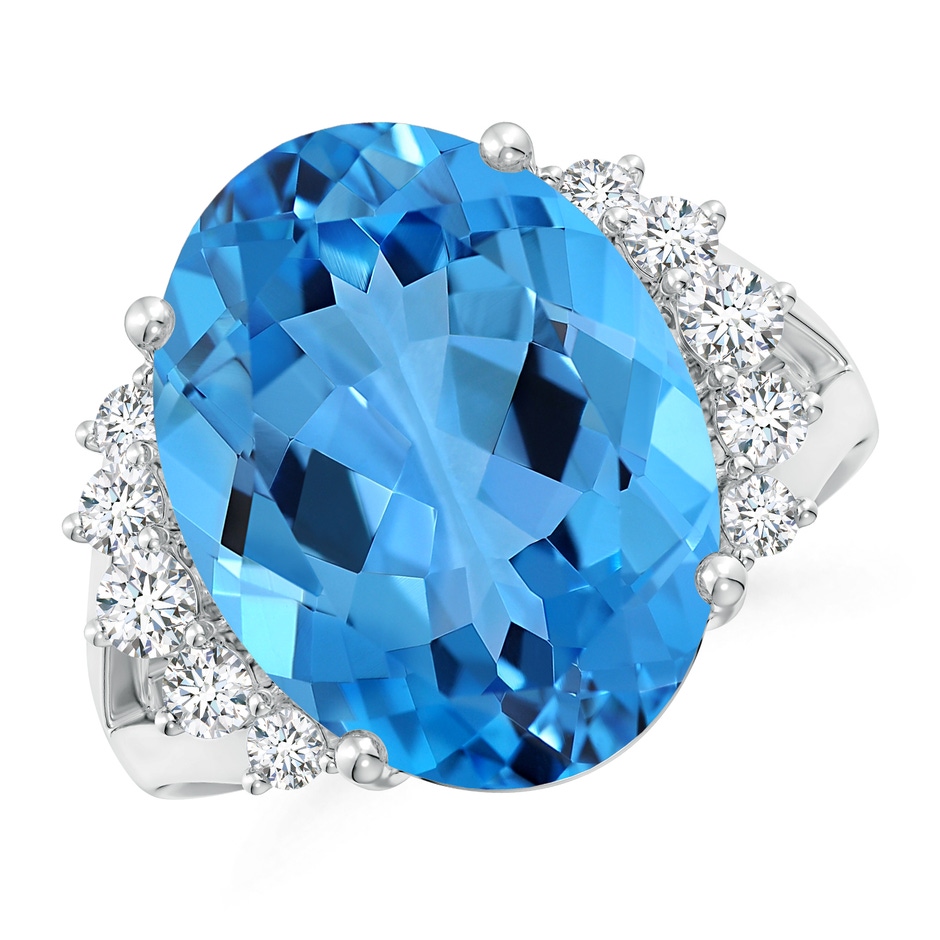 16.11x12.08x7.63mm AAAA GIA Certified Swiss Blue Topaz Ring with Side Diamonds in White Gold Side 199