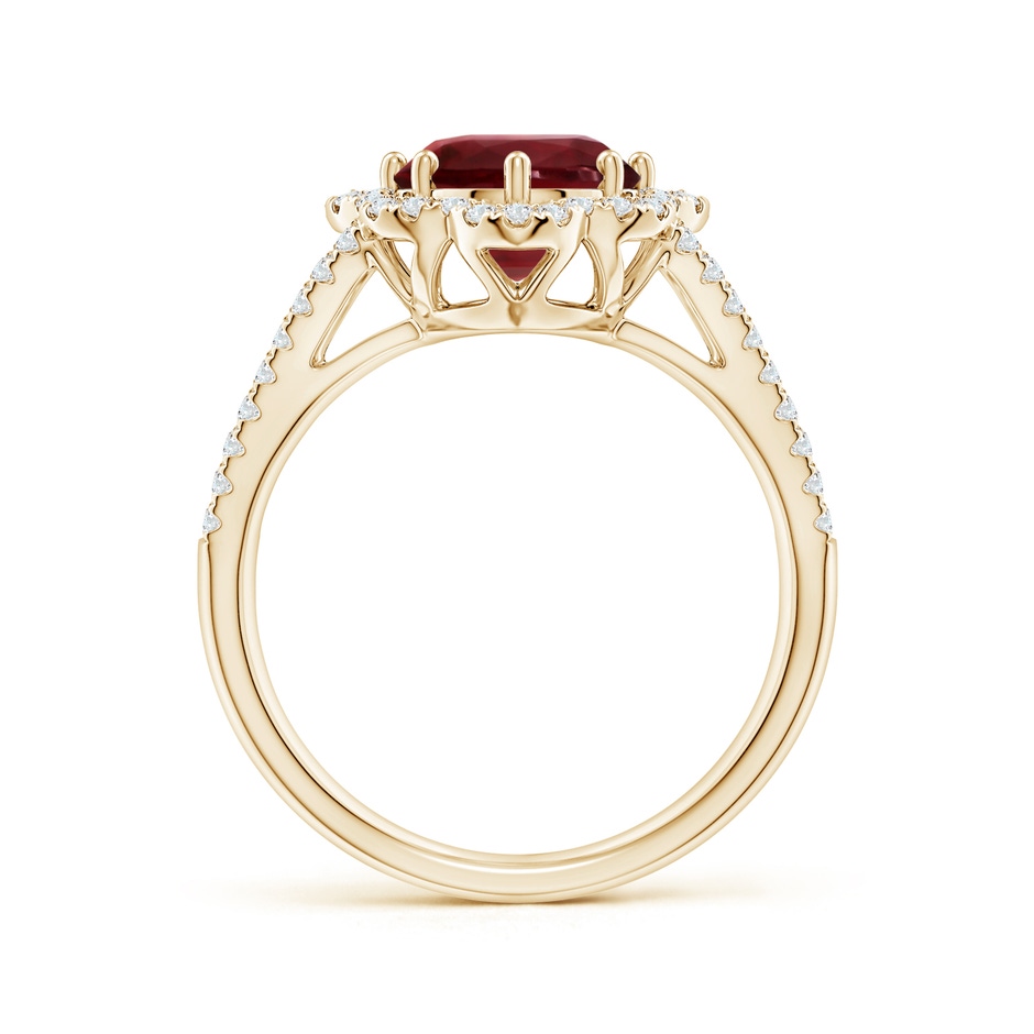 10.27x7.97x4.02mm AAA GIA Certified Oval Ruby Floral Halo Split Shank Ring in Yellow Gold side-1