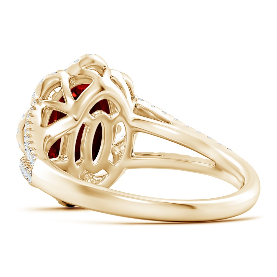 10.27x7.97x4.02mm AAA GIA Certified Oval Ruby Floral Halo Split Shank Ring in Yellow Gold side-2