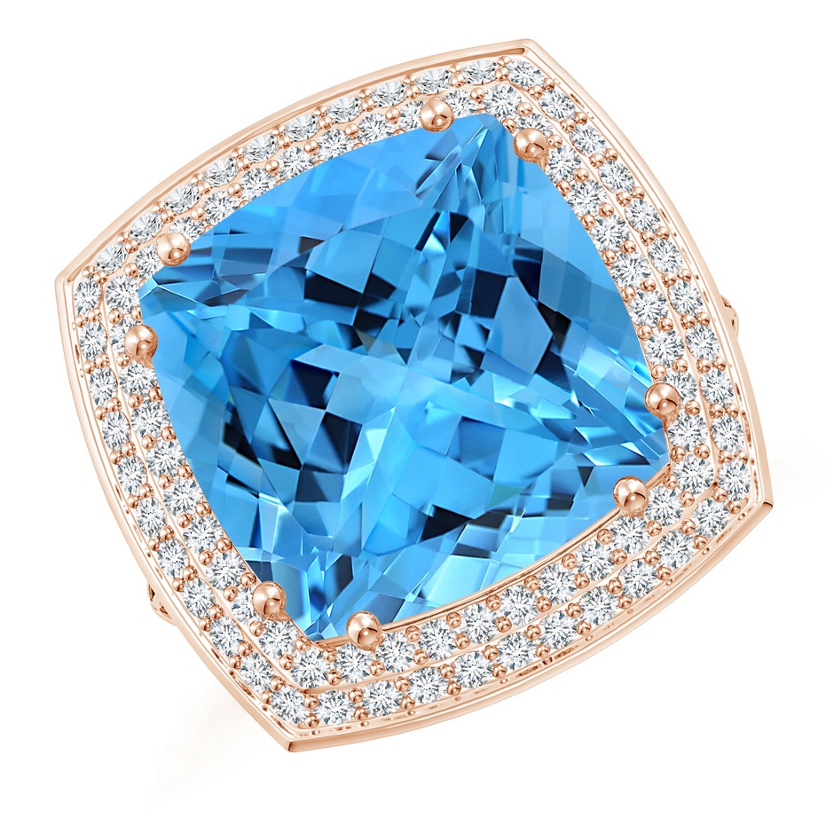 14.00x13.92x8.89mm AAAA GIA Certified Cushion Swiss Blue Topaz Ring with Diamond Halo - 13.7 CT TW in Rose Gold side 199