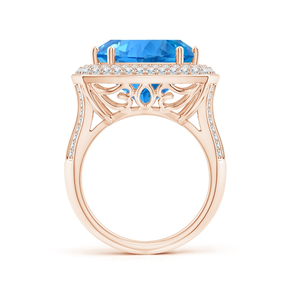 14.00x13.92x8.89mm AAAA GIA Certified Cushion Swiss Blue Topaz Ring with Diamond Halo - 13.7 CT TW in Rose Gold side 399