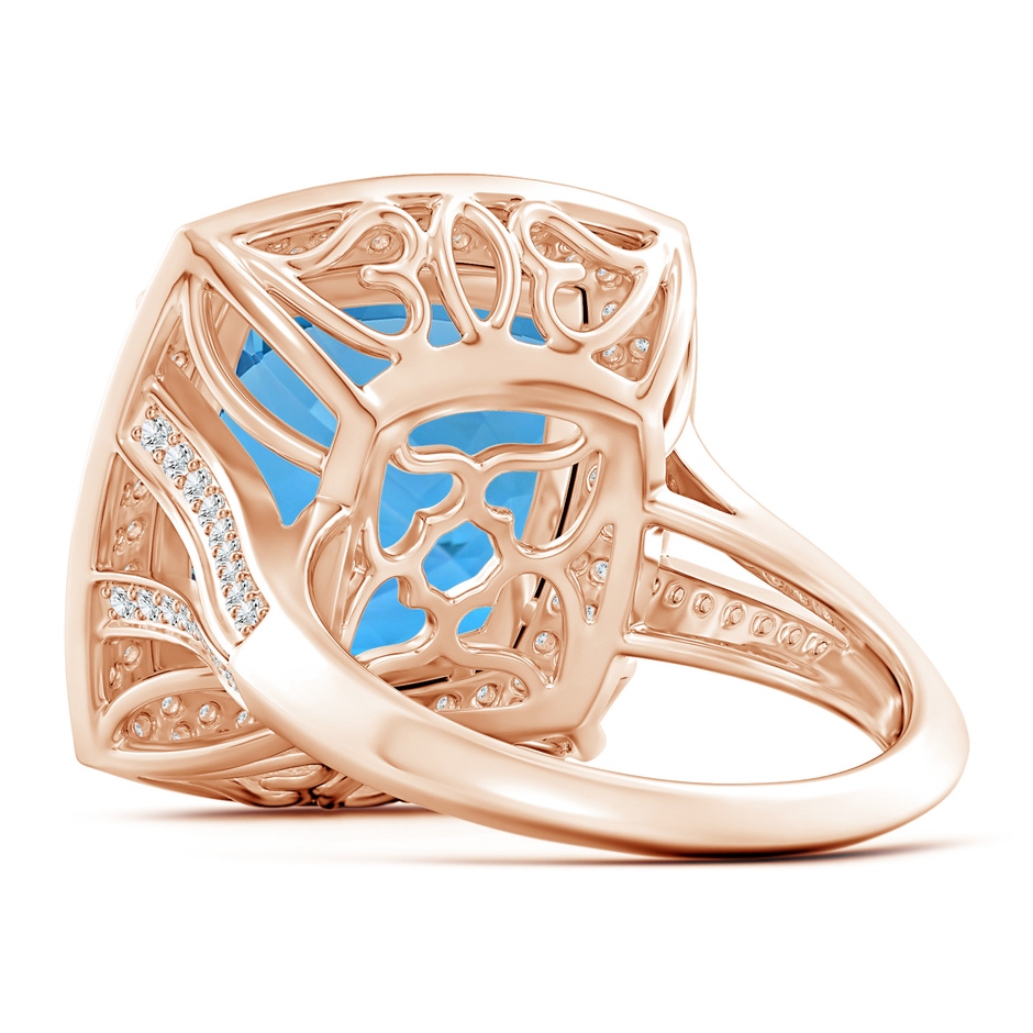 14.00x13.92x8.89mm AAAA GIA Certified Cushion Swiss Blue Topaz Ring with Diamond Halo - 13.7 CT TW in Rose Gold side 499