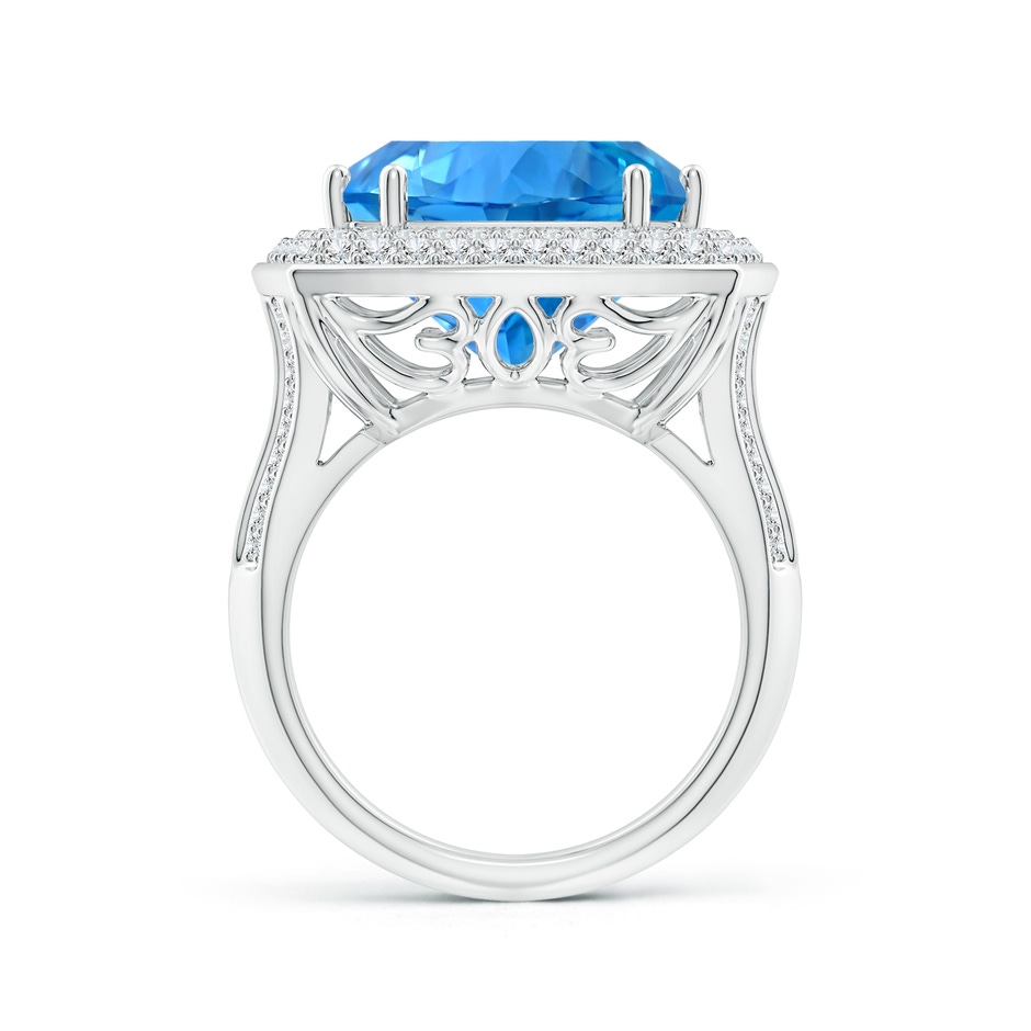 14.00x13.92x8.89mm AAAA GIA Certified Cushion Swiss Blue Topaz Ring with Diamond Halo - 13.7 CT TW in White Gold product image