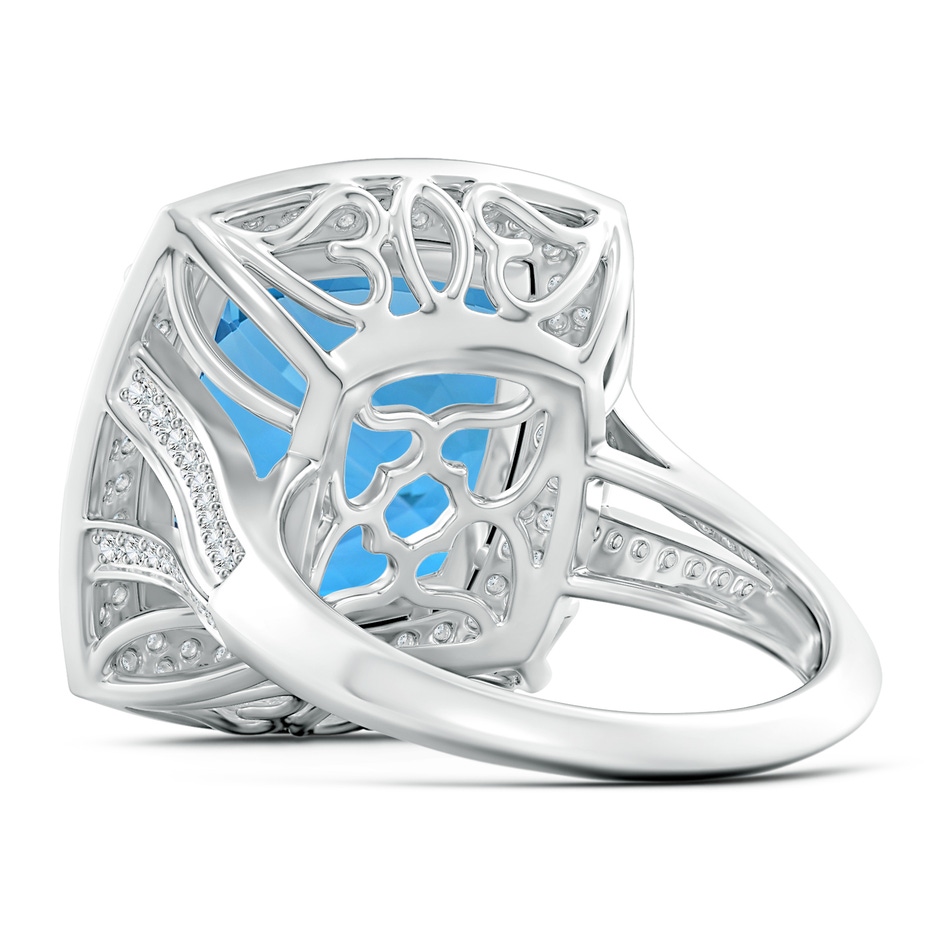 14.00x13.92x8.89mm AAAA GIA Certified Cushion Swiss Blue Topaz Ring with Diamond Halo - 13.7 CT TW in White Gold side 499