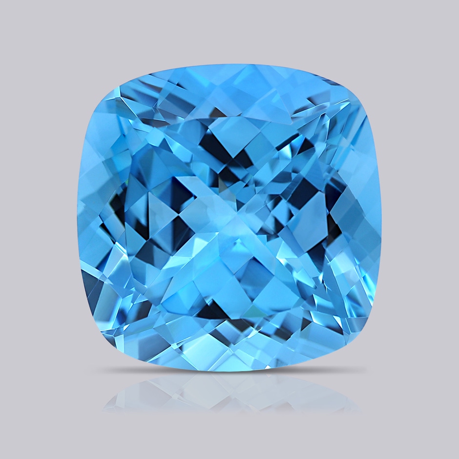 14.00x13.92x8.89mm AAAA GIA Certified Cushion Swiss Blue Topaz Ring with Diamond Halo - 13.7 CT TW in White Gold side 799