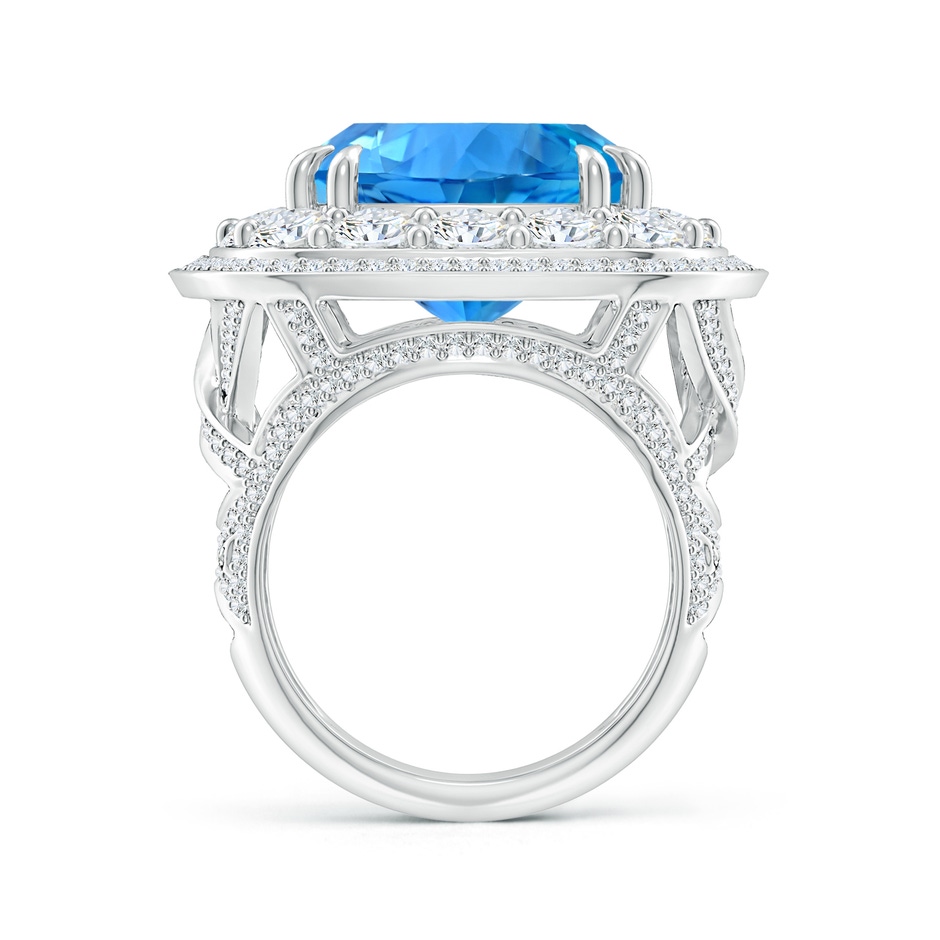 14.00x13.92x8.89mm AAAA GIA Certified Swiss Blue Topaz Double Halo Criss Cross Ring - 16.7 CT TW in White Gold product image