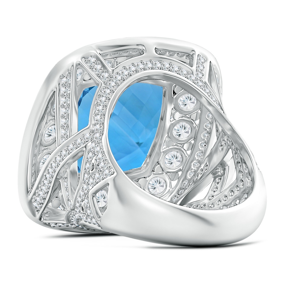 14.00x13.92x8.89mm AAAA GIA Certified Swiss Blue Topaz Double Halo Criss Cross Ring - 16.7 CT TW in White Gold side 499