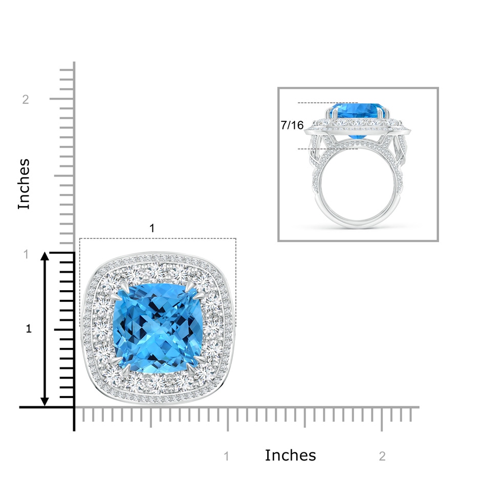 14.00x13.92x8.89mm AAAA GIA Certified Swiss Blue Topaz Double Halo Criss Cross Ring - 16.7 CT TW in White Gold product image