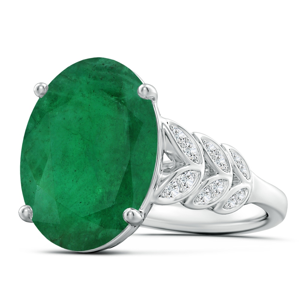 14.03x11.21x7.11mm A GIA Certified Emerald Ring with Diamond Leaf Motifs in 18K White Gold Side 199
